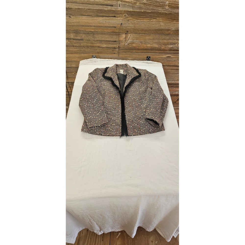 Graffwear by UM Company Tweed Blazer Jacket Faux Fur Trim Multi Color Size L